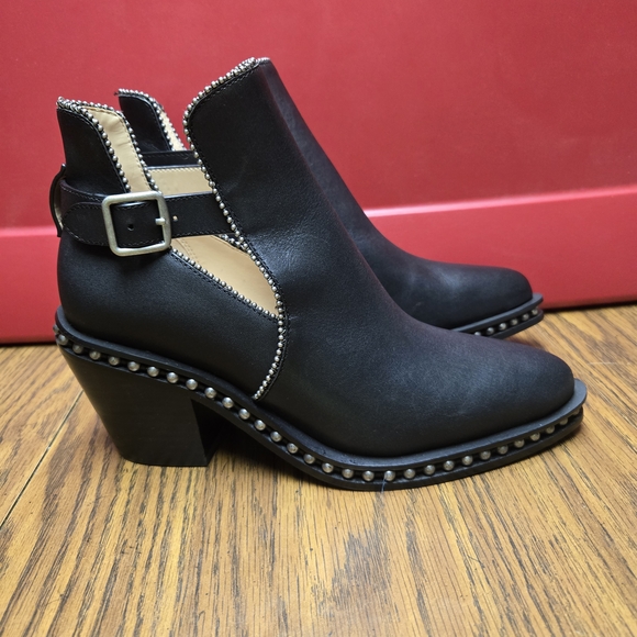 Coach Black Ankle Boots with Silver Accents - Picture 2 of 7